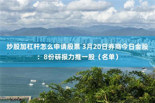 炒股加杠杆怎么申请股票 3月20日券商今日金股：8份研报力推一股（名单）
