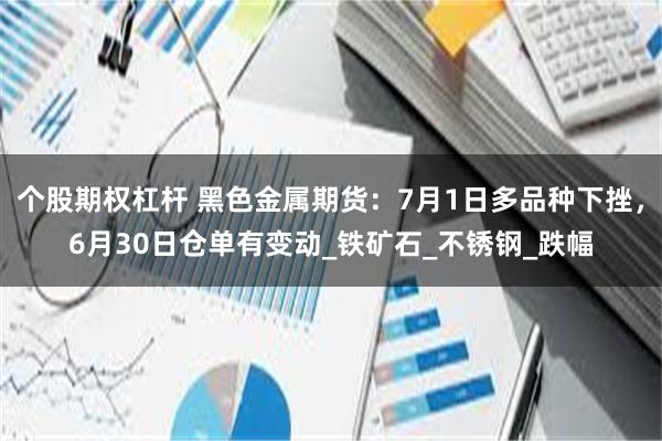 个股期权杠杆 黑色金属期货：7月1日多品种下挫，6月30日仓单有变动_铁矿石_不锈钢_跌幅