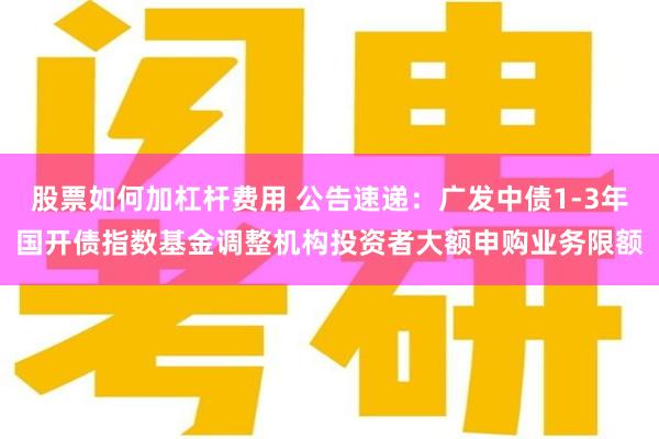 股票如何加杠杆费用 公告速递：广发中债1-3年国开债指数基金调整机构投资者大额申购业务限额