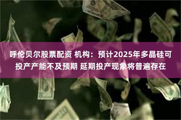呼伦贝尔股票配资 机构：预计2025年多晶硅可投产产能不及预期 延期投产现象将普遍存在