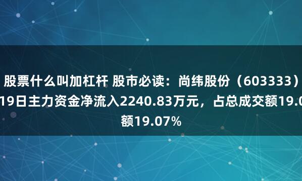 股票什么叫加杠杆 股市必读：尚纬股份（603333）9月19日主力资金净流入2240.83万元，占总成交额19.07%